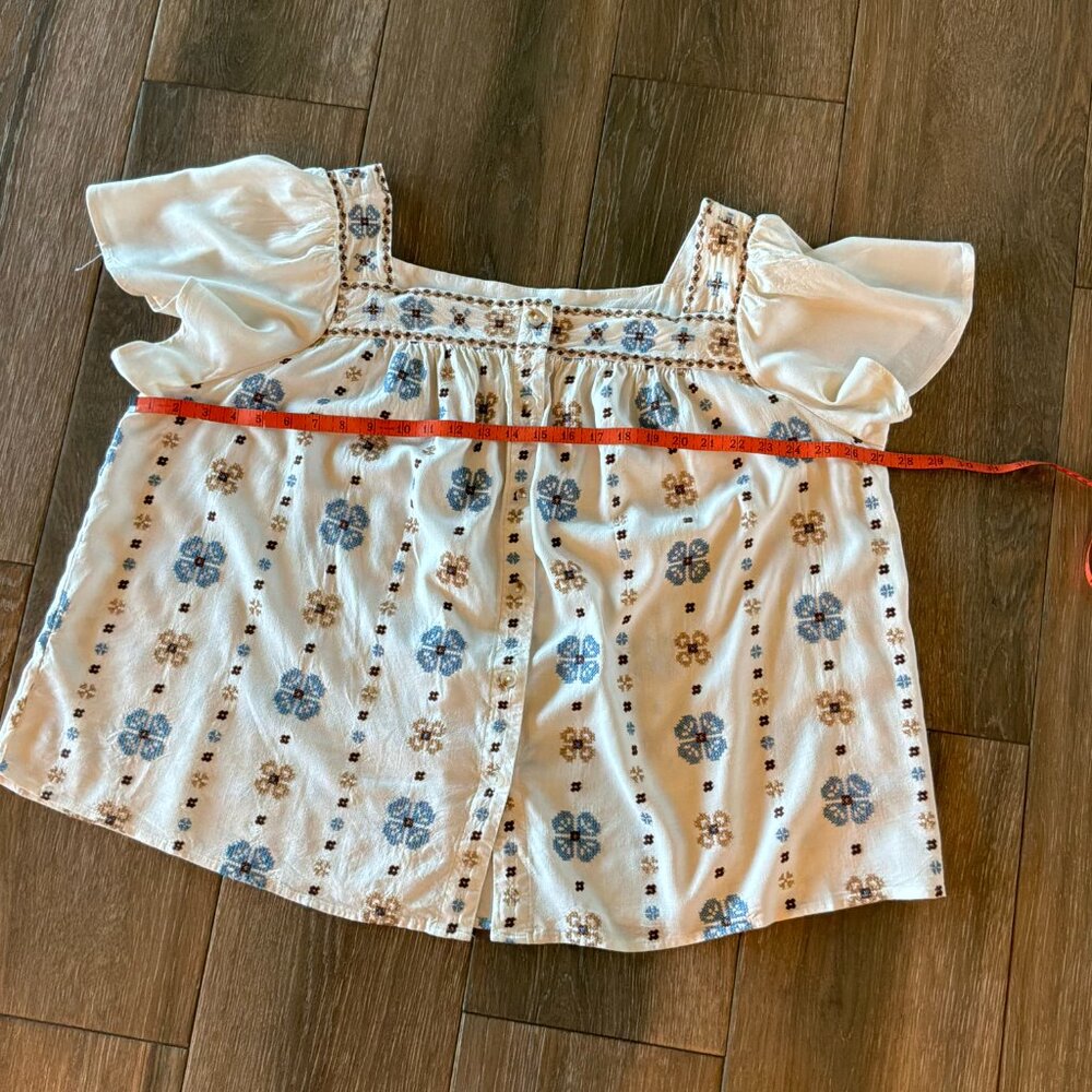 Torrid Square Neck Embroidered, Flutter Sleeve, I… - image 4